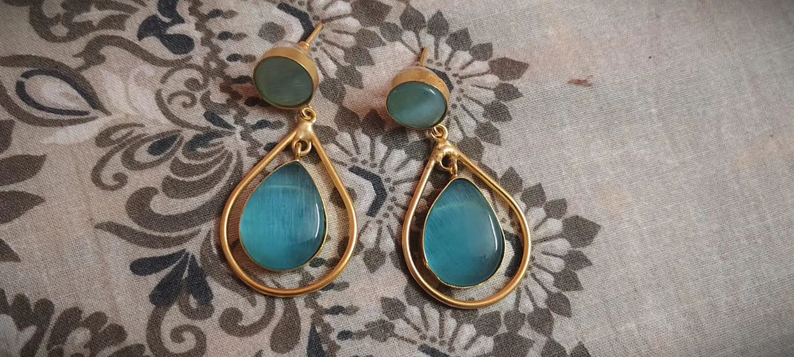 Teardrop stone earrings from Saj Kotha